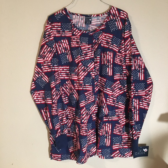 zoe + chloe Jackets & Blazers - NWT Zoe+ Chloe American Flag Scrub Jacket